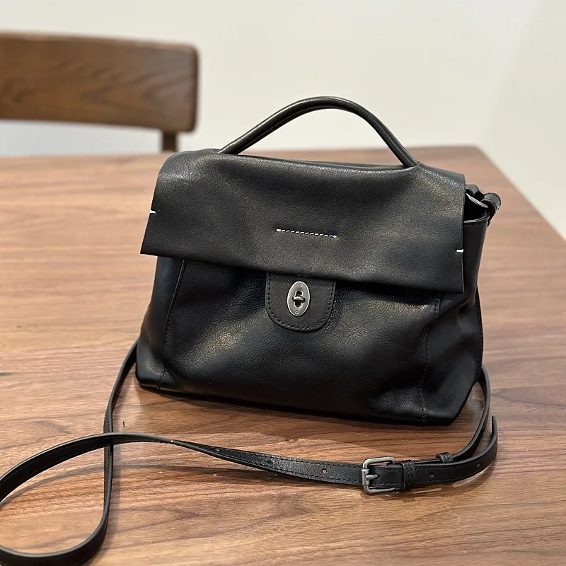 

Handmade Vintage Top Layer Tree Sap Cowhide Leather Ladies Single oulder Slant Crossbody Bag Genuine Leather Menger Bag