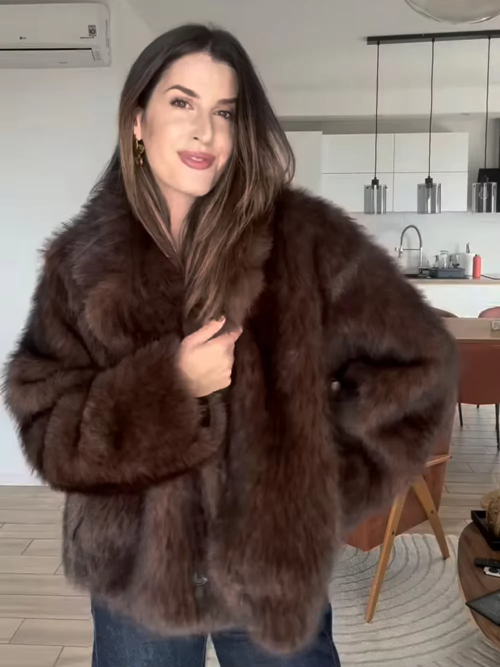 Guobioziy Women's Double-Sided Faux Fur Jacket 2026 Winter Street Fashion Long-Sleeve Thick and Warm New Women's Casual Coat