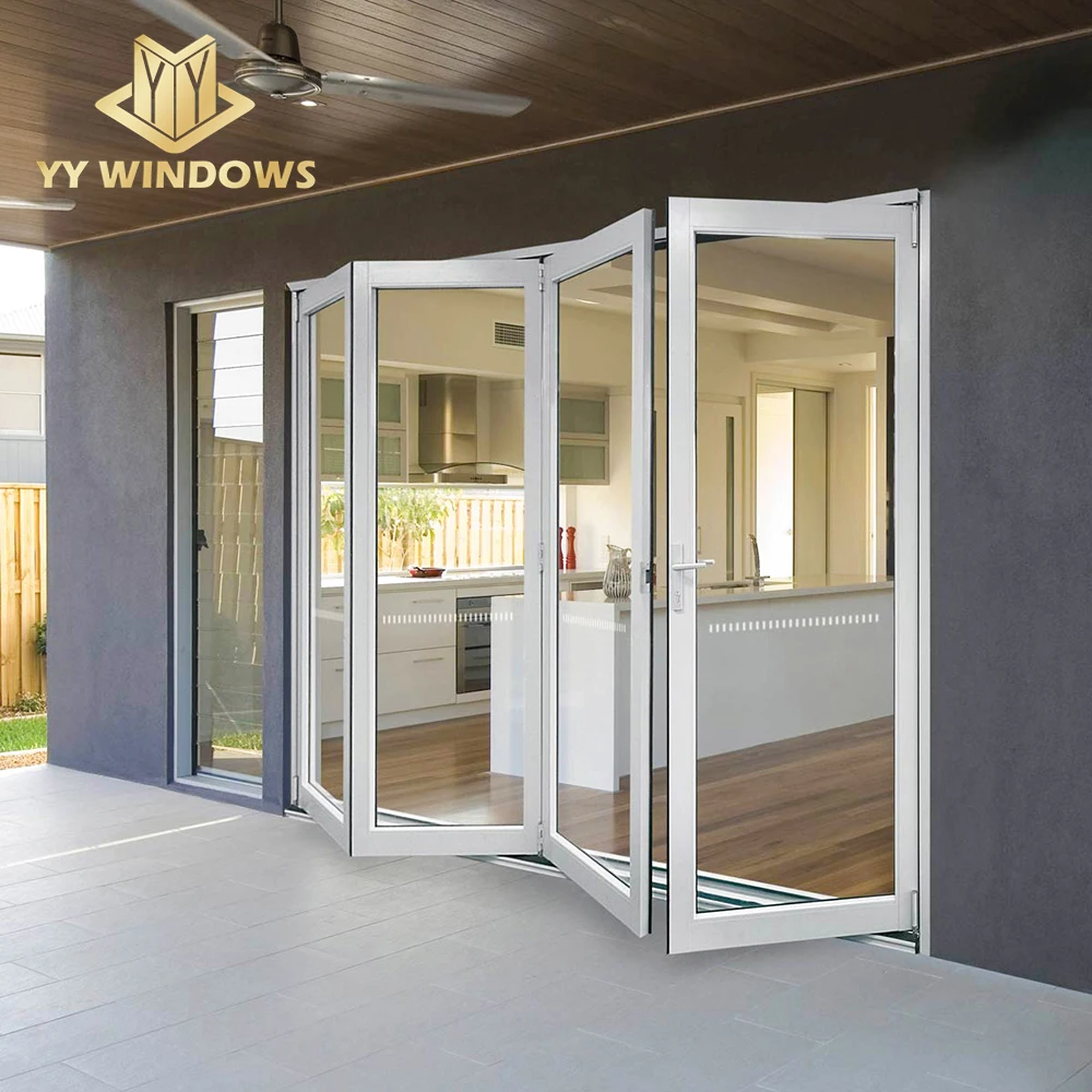 Custom Aluminum Hurricane Impact Double And Triple Panes Bi-folding Door With NFRC Certificates