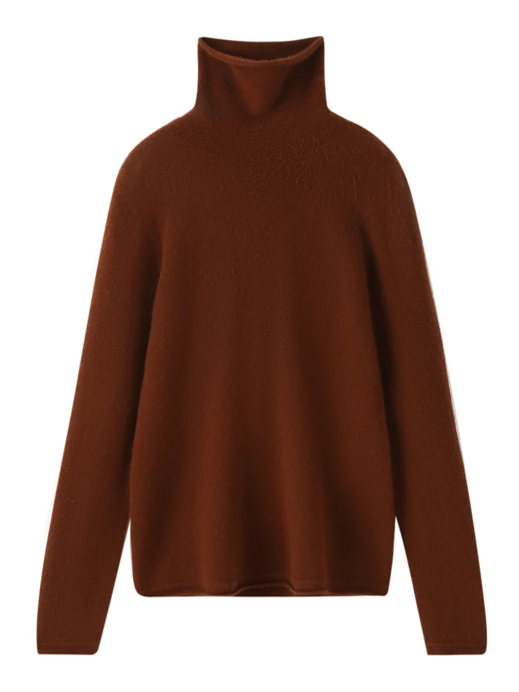 100% Cashmere Knitwear Women Winter Sweater Classical Style Basic Casual High-neck Pullover Soft Warm Female Clothing Knitwears