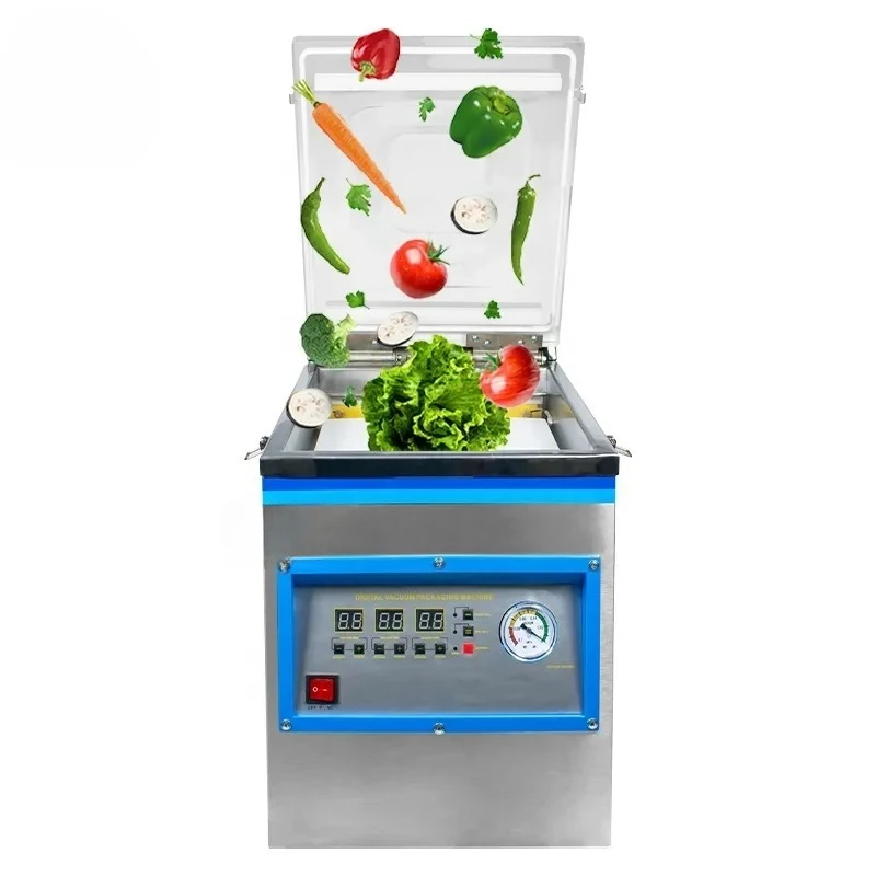 

Factory Price Commercial Small Food Meat Fish Shop Use Desktop Single Chamber Vertical Vacuum Packaging Machine