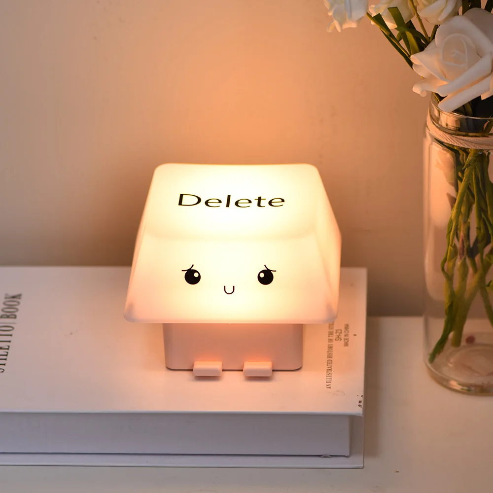 

Cute Night Light Delete Key Cap LED Night Lamp With Retractable Stand Funny Bedside Touch Lamp For Bedroom Livingroom Desk Decor