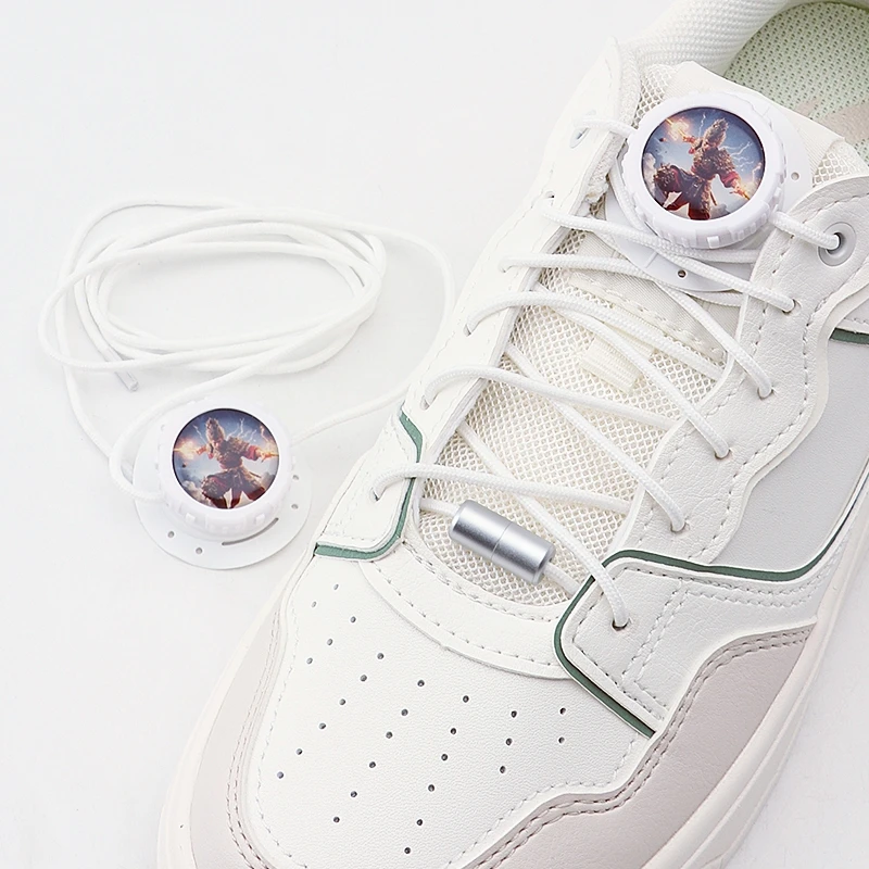 Swivel Buckle Laces Wukong Automatic Shoelaces Without Ties Install Simple Cartoon Thick Rope Sneakers Shoelace Shoe Accessories