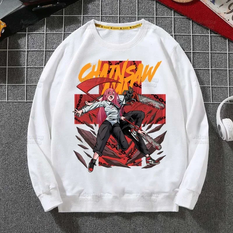 

Chainsaw Man Pochita Makima Sweatshirts Harajuku Top Autumn Spring O Neck Manga Darkness Devil Anime Pullover Hoody Mens