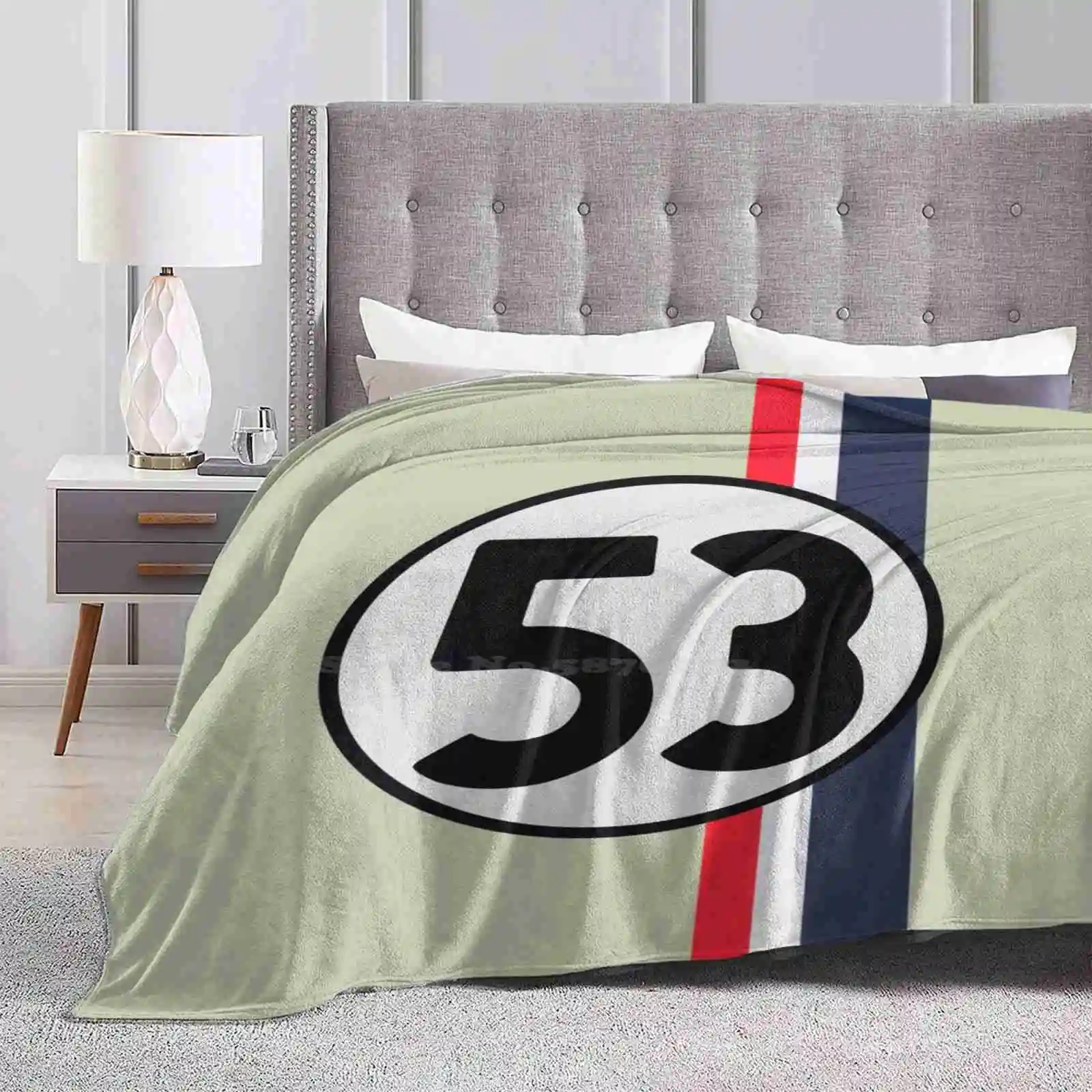 The Original L87 Pearl White Love Bug Fashion Soft Warm Throw Blanket Herbie Love Bug Movie Funny L87 Drive Classic Rally Cute