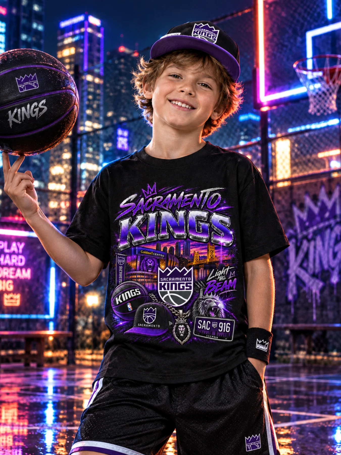 2026 Men Women Kids Sacramento Kings Basketball T-Shirt Men's Black NBA Fanatics Short Sleeve