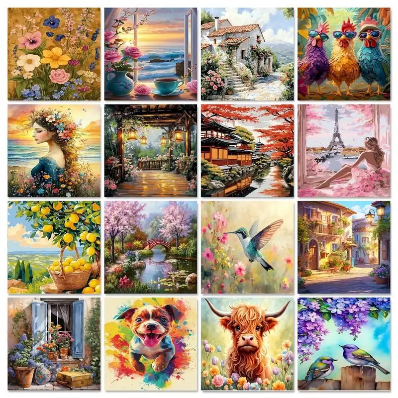 CHENISTORY Mordern Painting By Numbers Kill Time Landscape Drawing On Numbers Home Decors Diy Gift For Adult Animals On Canvas C