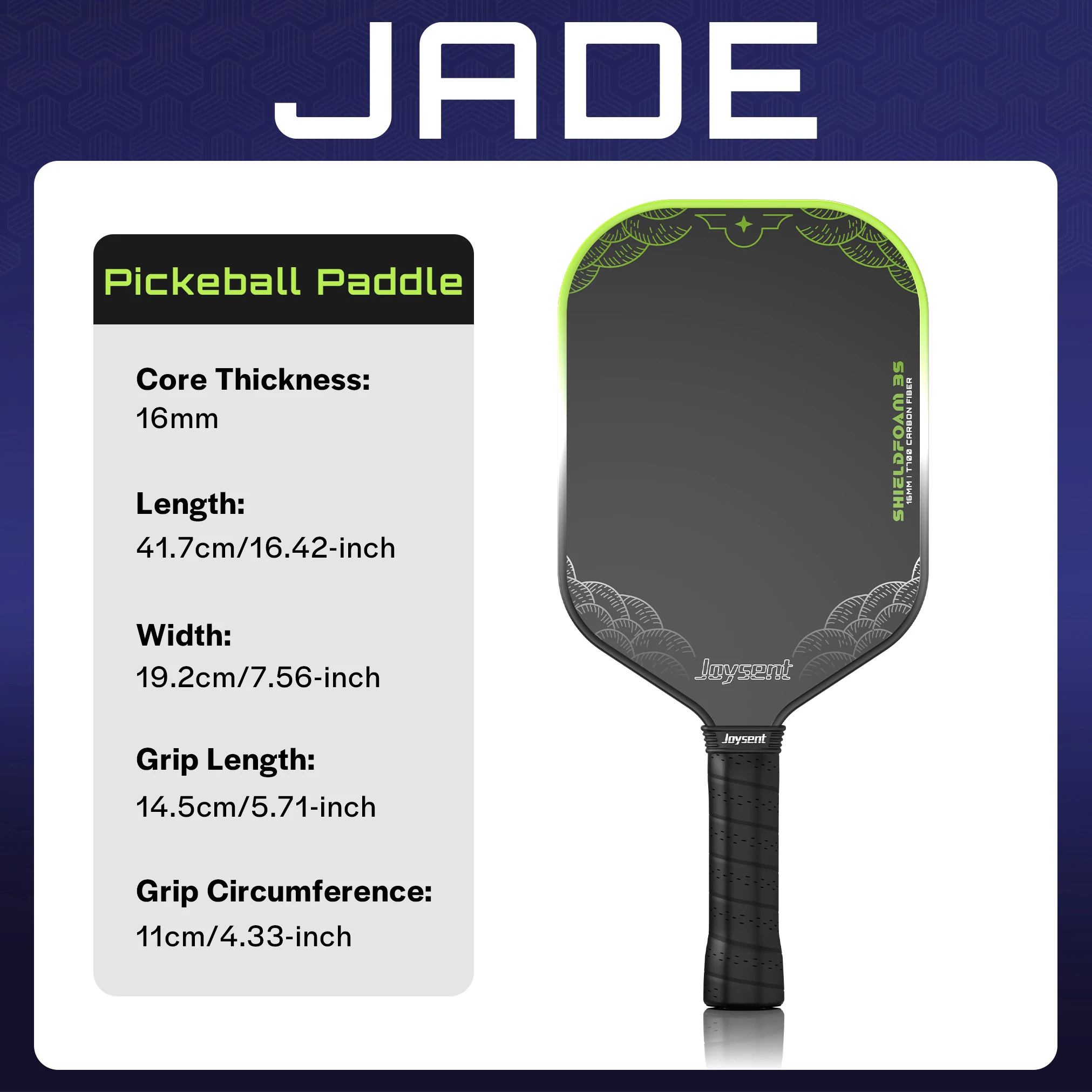 Joysent MPP Schaumkern Pickleball-Schläger Thermogeformtes T700 Rohkohlefaser 16mm Pickleball-Racket für Spin & Kontrolle für Fortgeschrittene – Detail 7