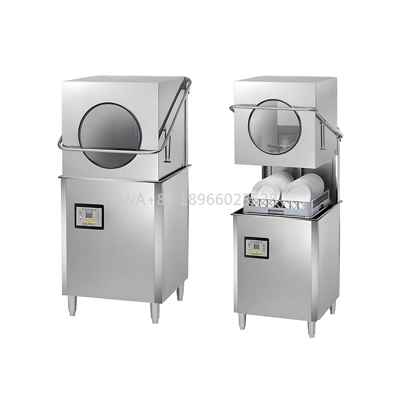 Washing Machine for Restaurant Hotel Kitchen High-Efficiency Commercial Hood-Type Dishwasher Freestanding Industrial Dish