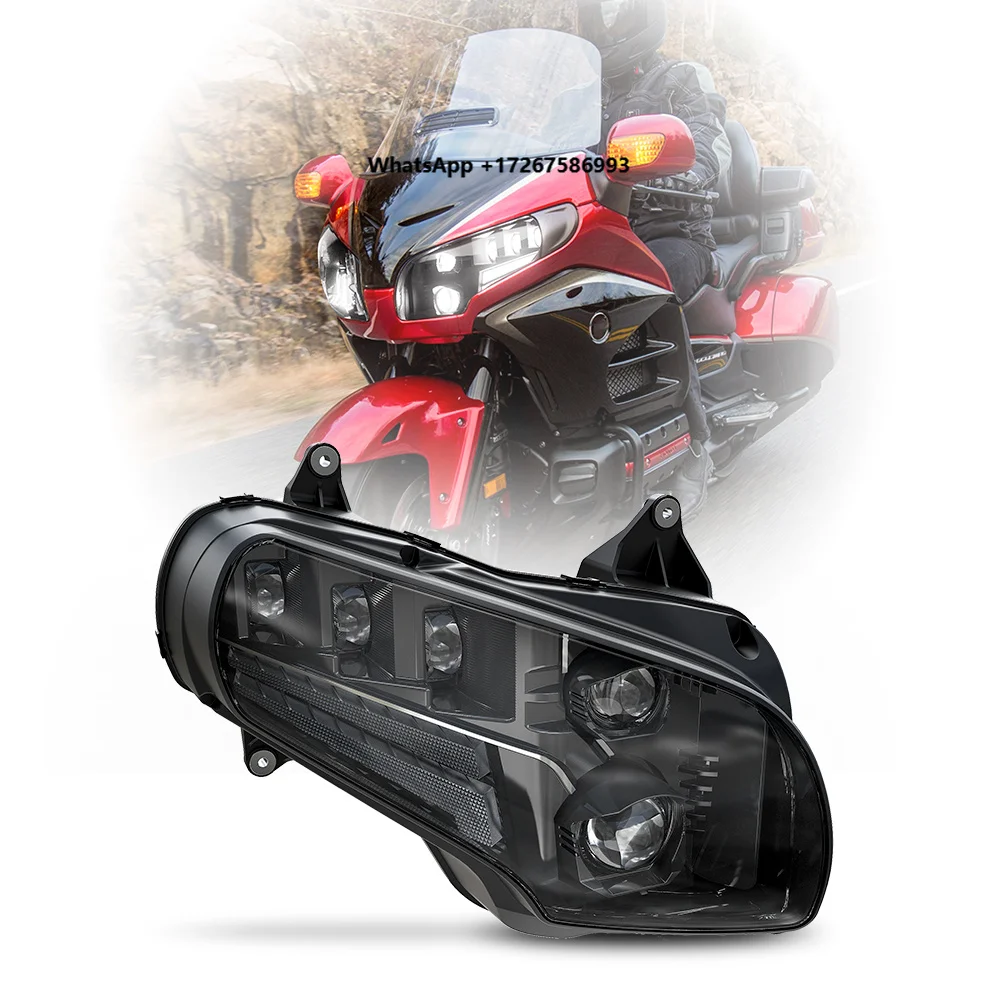 

For Goldwing GL1800 Assembly Motorcycle Head Lights White Halo Motion DRL LED Projector Headlights