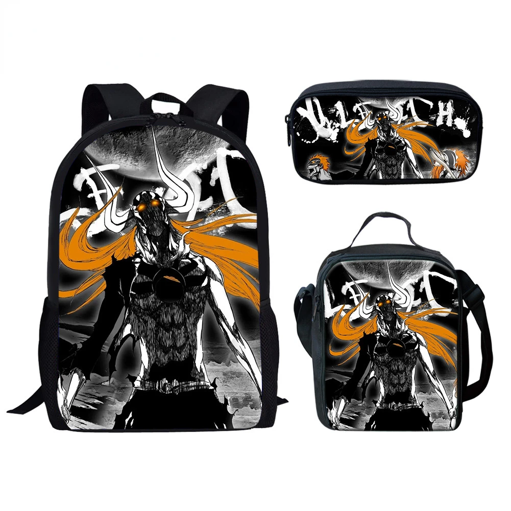 

Hip Hop Popular Funny Japanese Anime Bleach 3D Print 3pcs/Set pupil School Bags Laptop Daypack Backpack Lunch bag Pencil Case