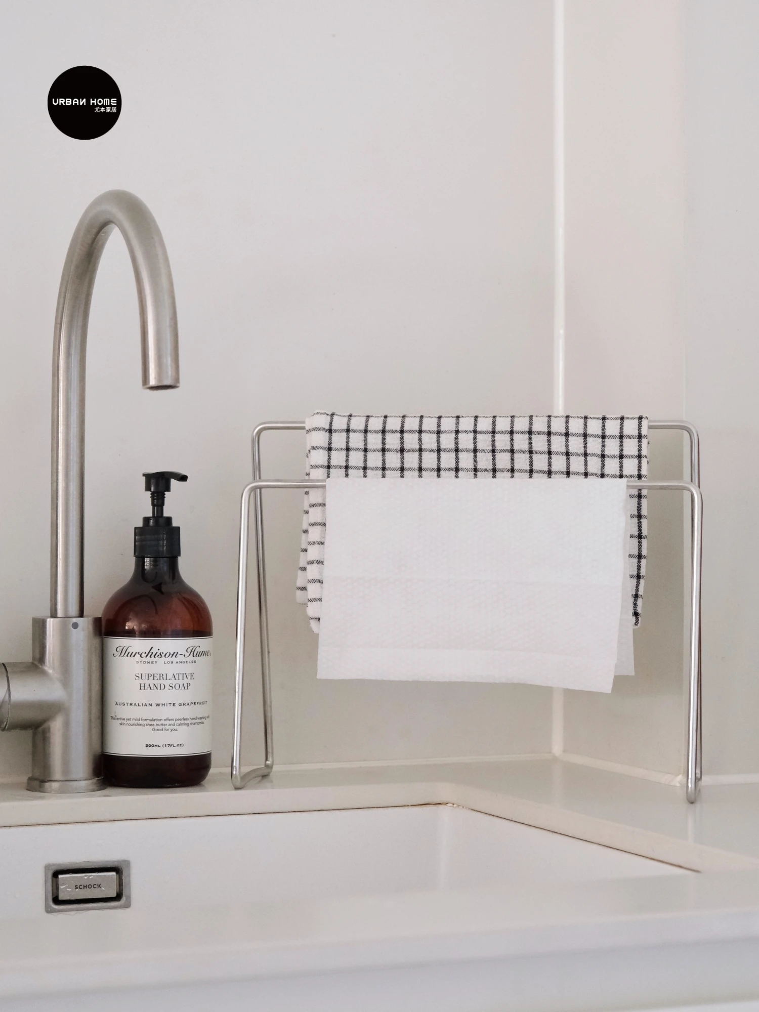 

Настенная подставка для кухонных полотенец Urban Home из нержавеющей стали, с дренажем, без сверления, для столешницы, держатель для тряпок, роскошный стиль, угловая полка