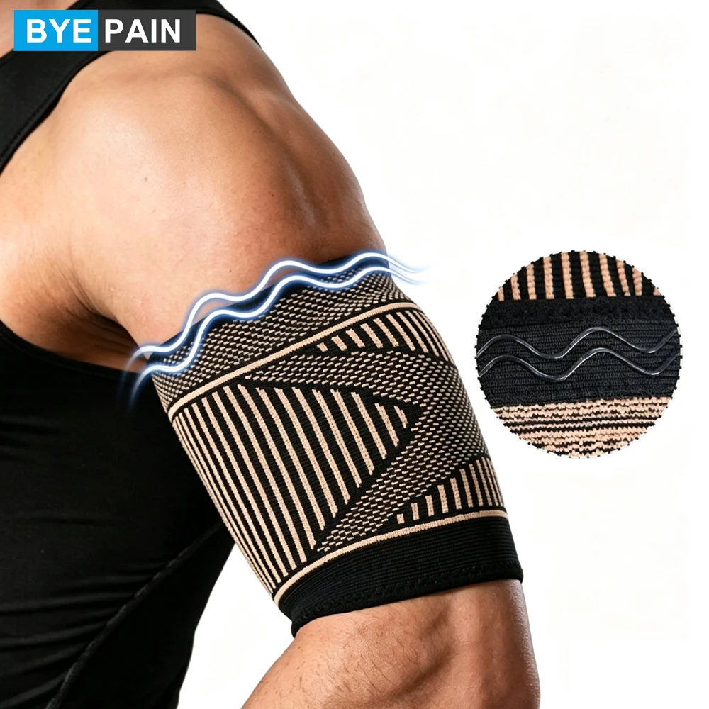 Bicep Compression Sleeve for Pain Relief, Bicep Tendonitis Brace for Muscle Strains Recovery, Upper Arm Sleeves for Workouts