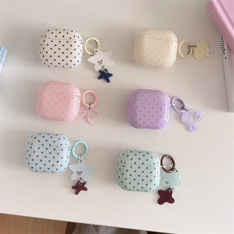 INS Colorful Polka Dot Glossy Earphone Cover Case 에어팟 케이스 For Airpods 4 1 2 3 Pro For Airpods Pro 3 Pro 2 Shockproof Earbud Case