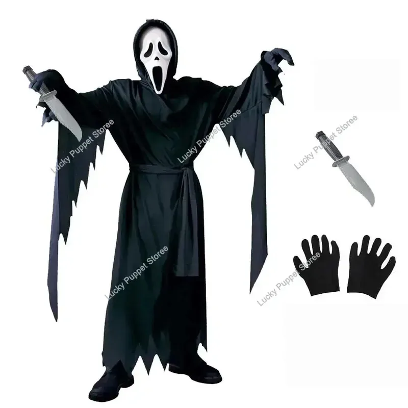 

Scream Costume Children Fancy Dress Halloween Party Horror Death Ghostface Costume Boys Teens