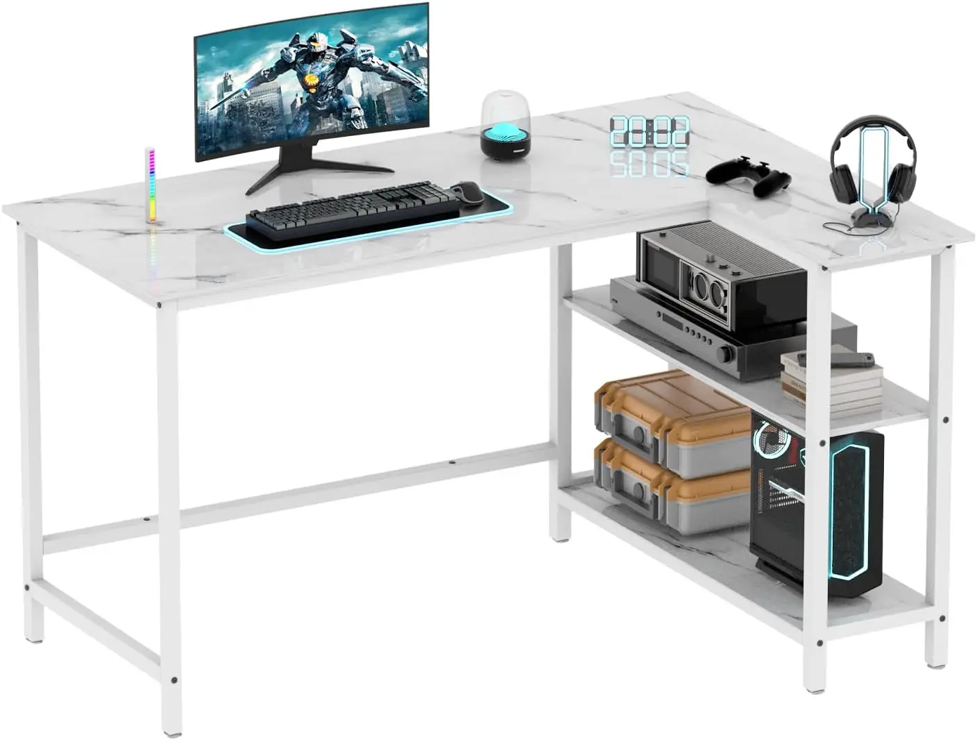 

Computer Desk With Shelves, 50 H Gaming Writing Desk, Study Pc Table Workstation With Storage For Home Office, Living Room,