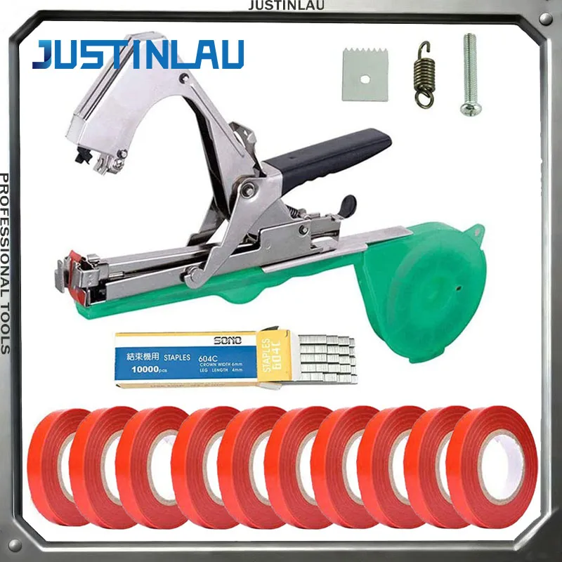 JUSTINLAU A Set of Tomato Vine and BranchTying Tools Cucumber Grape Vine Nail Tape  and Branch Tying Machine Manual Tools
