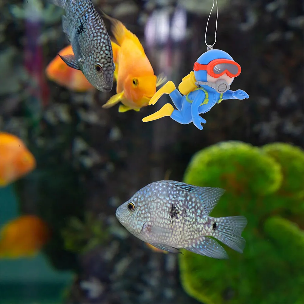 

2 Pcs Diver Decorations Fish Tank Decorative Aquarium Divers Decorate Resin Cartoon