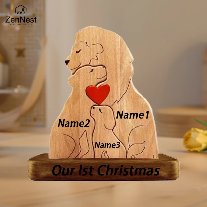 

Wooden Lion Family Puzzle Ornament DIY Custom Name Home Decorations Thanksgiving Christmas Gifts Gifts for Mom Art Crafts