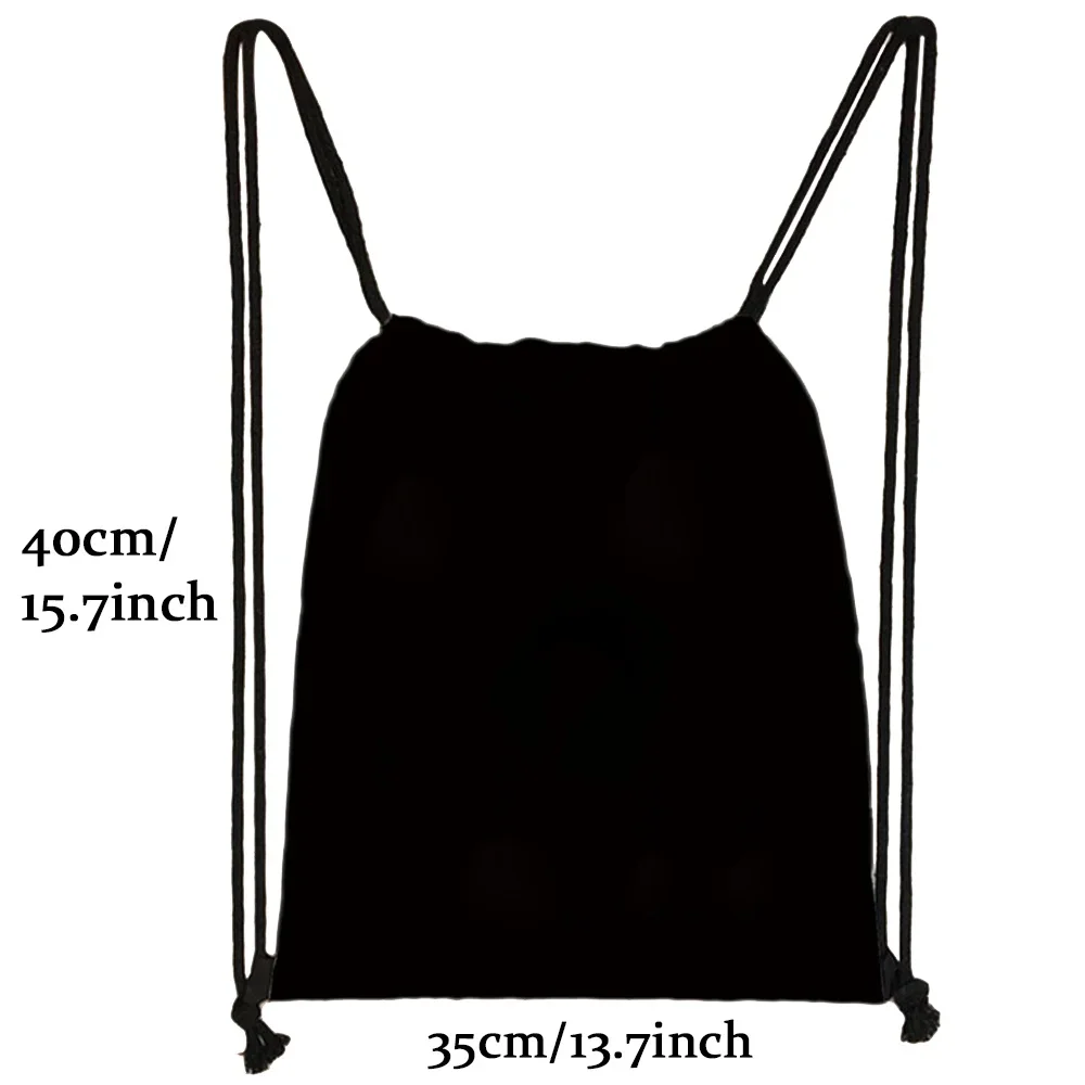 Black Canvas Sport Drawstring Bag Featuring Chest Print Lightweight Cinch Sack for Gym Travel Outdoor Activities
