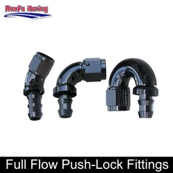 AN4 AN6 AN8 AN10 AN12 AN16 AN20 Full Flow Oil Fuel Hose Fitting Push-Lock Push On Hose End Aluminum Universal 45/60/90/180Degree