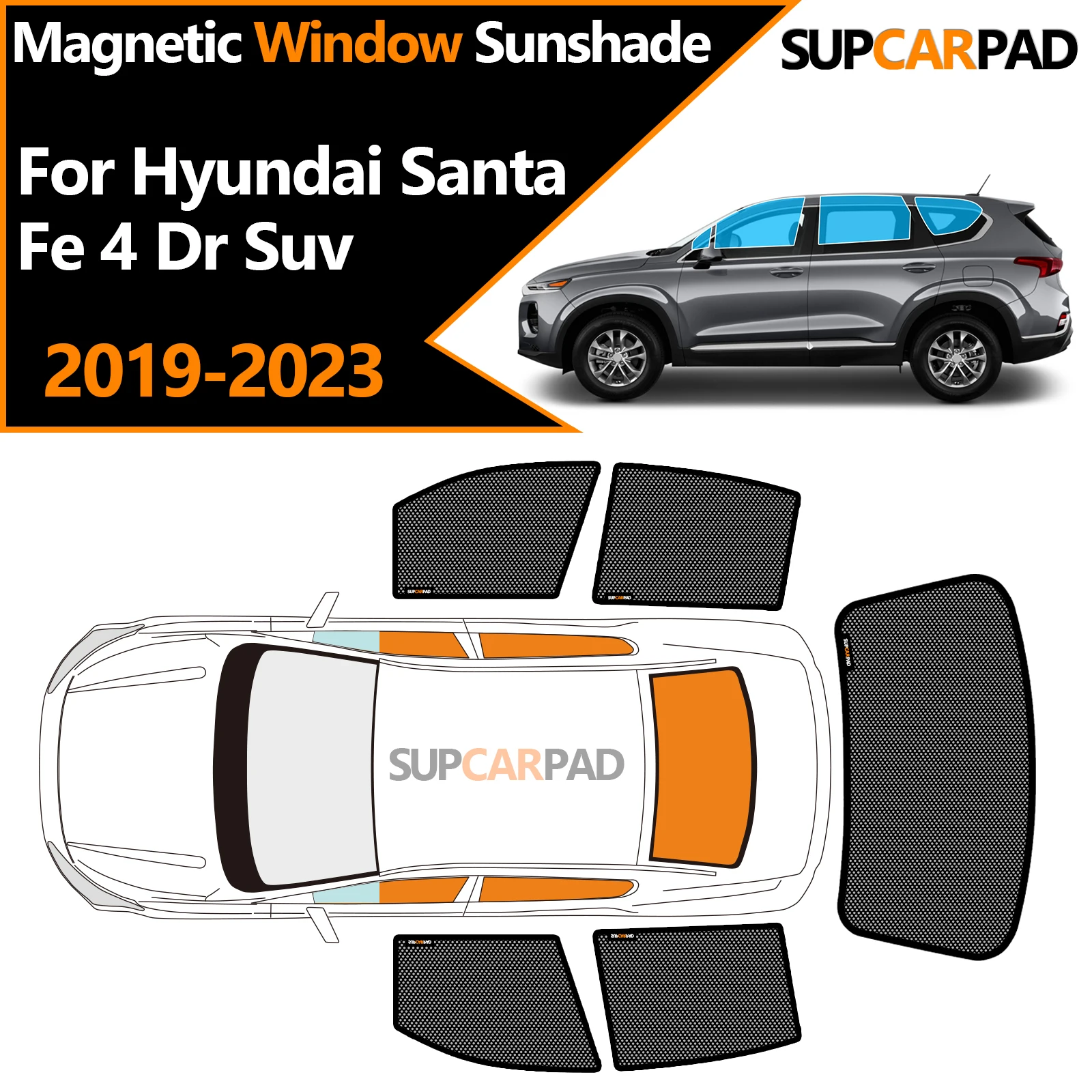 

Custom Car Window Sunshade For Hyundai Santa Fe 4 Dr Suv 2019-2023 Magnetic Curtain Mesh Front Windshield Frame Curtain