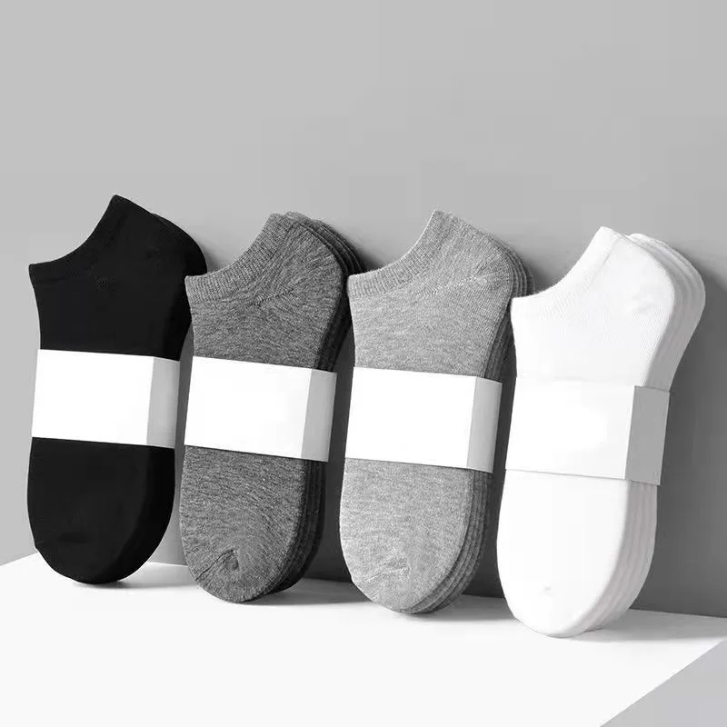 5 Pairs Men\'s Casual Plain Color Boat Socks Thin Breathable Comfy Anti Odor Sweat-Absorbing Low Cut Ankle Socks for Men EU36-42