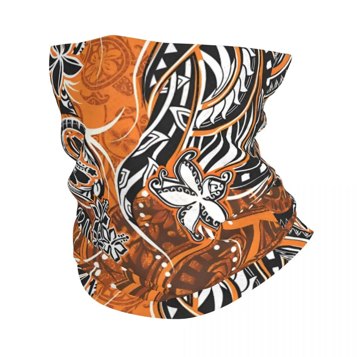 Hawaiian Sunset Orange Thin Bandana Neck Gaiter Tapa Style Wrap Scarf Headband Neck Cover