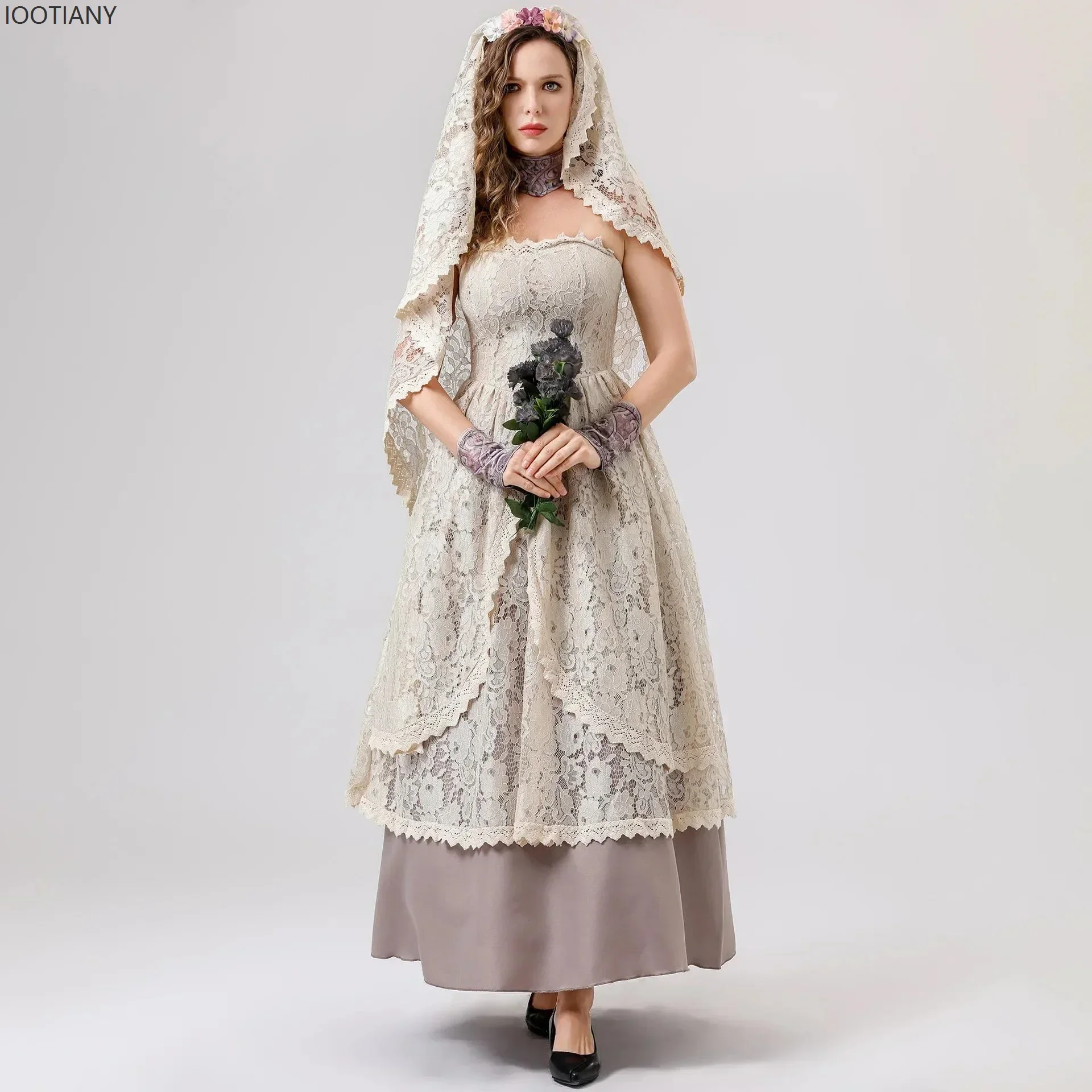 

CosplayHalloween New Medieval Women's Renaissance Retro Victorian Style Lace Dress Nightclub Stage Vampire Bride Role Playing Co