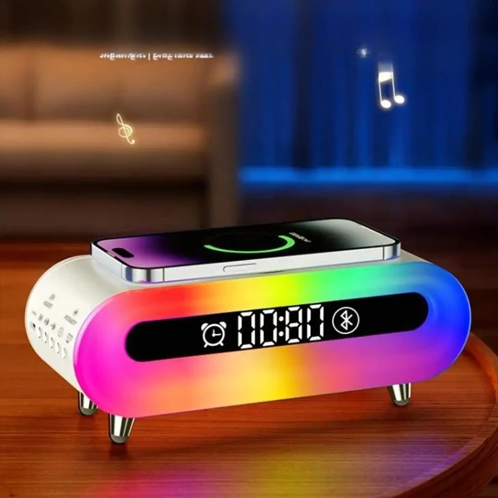 Colorful Bluetooth Speaker Alarm Clock Mobile Wireless Reverse Charger 3-in-1 New Fashionable Value For Money Electronic Product