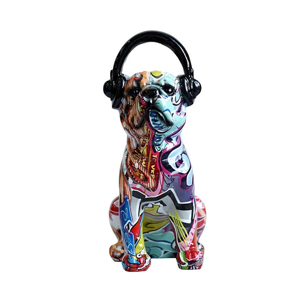 

Creative and Colorful Bulldog Sculpture Ornament Resin Home Statue Sculpture Figurine Nordic Room Home Decor Decoration Desk