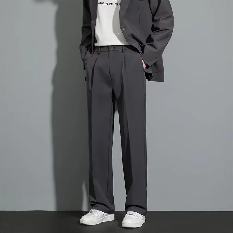 Anti-wrinkle and Iron-free Men's Straight Casual Pants, High-end Drape Casual Pants