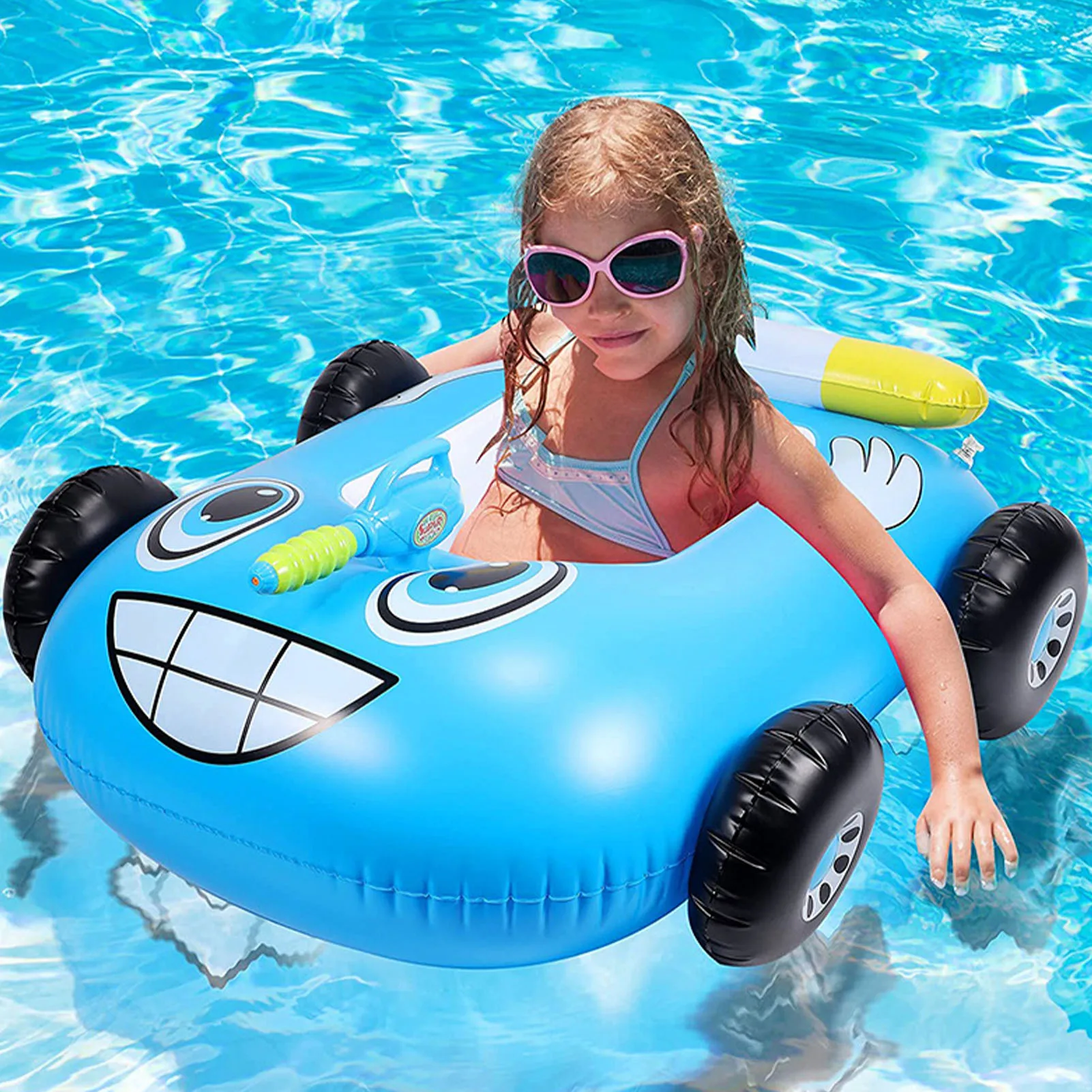 Verão bebê crianças dos desenhos animados assento flutuante carro barco natação inflável crianças pvc círculos segurança swimtrainer piscina acessórios