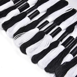 12/24PCS Cross Stitch Embroidery Thread For DIY Homemade Craft Sewing Accessories Black/White Embroidery Floss