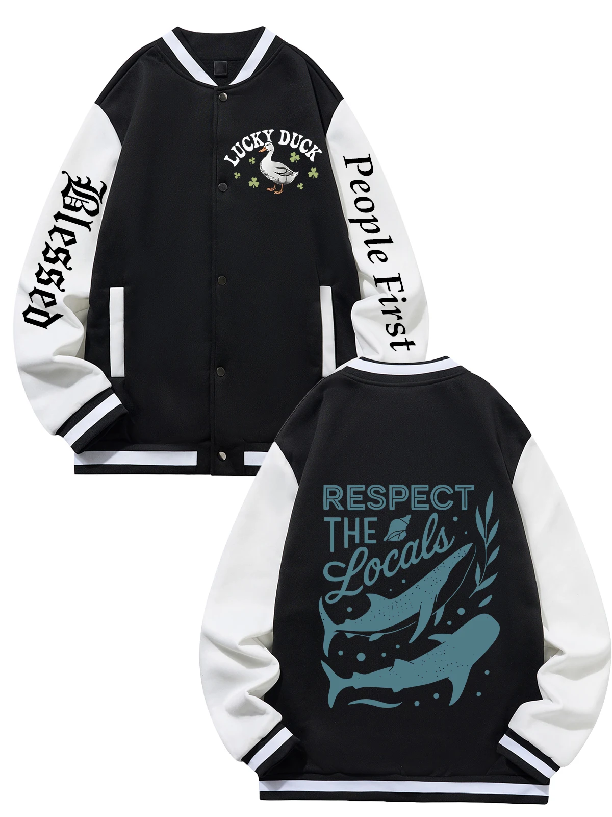 

Черная, синяя, зеленая куртка с двусторонним принтом, свободная бейсбольная куртка унисекс большого размера XS-XXL, уличное пальто, теплая флисовая мягкая куртка