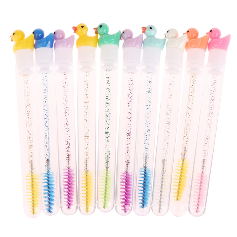 Cepillo de pestañas reutilizable para cejas, varita de cristal con diseño de pato bonito, a prueba de polvo, 1 piezas