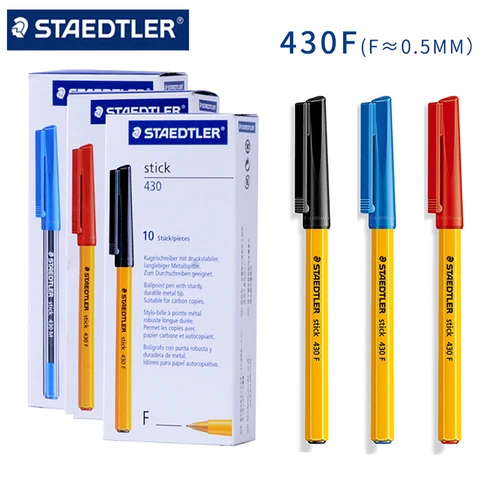Bolígrafo alemán STAEDTLER 430F, material escolar para estudiantes, Color aceitoso, Rollerball, oficina, escuela, papelería, 10 piezas, 0,5mm