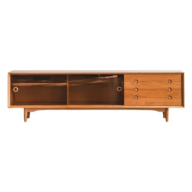 

Audio-visual cabinet C-position TV cabinet Nordic Japanese cherry wood modern simple living room solid wood