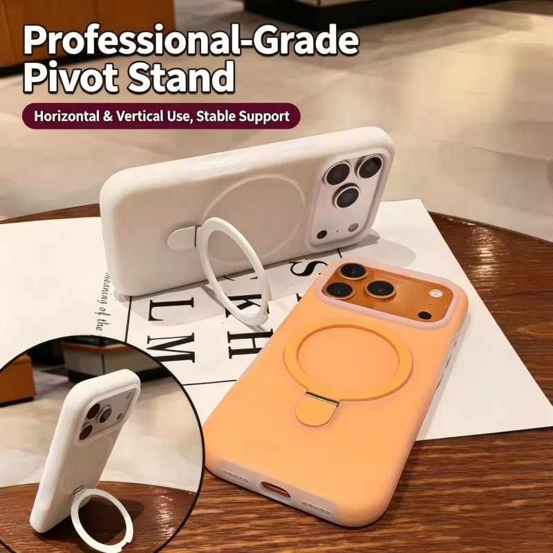Luxury Liquid Silicone Magnetic Stand Phone Case For iPhone 18 17 16 15 14 13 12 Pro Max Shockproof Camera Control Button Cover
