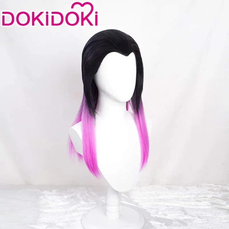 AAA 2025 شعر مستعار لعبة تأثيري DokiDoki النساء أسود أرجواني الشعر الطويل مقاومة للحرارة الاصطناعية رينا VALORANT