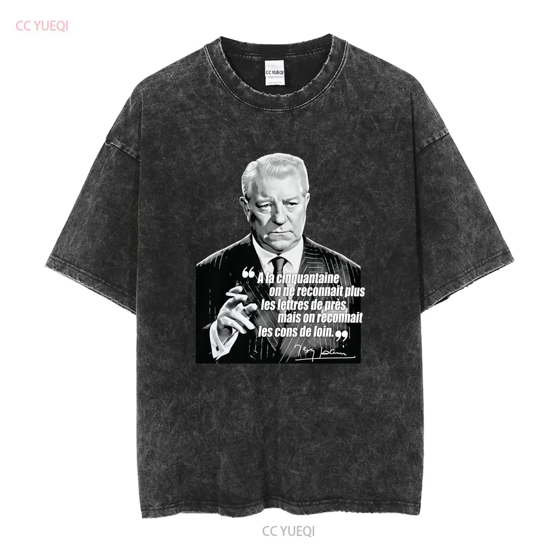 50th birthday T Shirt cotton for men Jean Gabin humor French actor cult man gift idea long or short sleeves vintage Washed