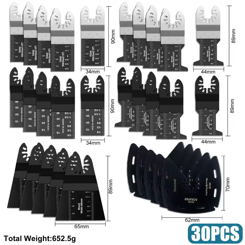 Japanese Tooth Carbide Oscillating Saw Blade Kit 10-39Pcs Arc Edge Oscillating Multitool Blades Precise Cut for Wood PVC Iron - Image 13