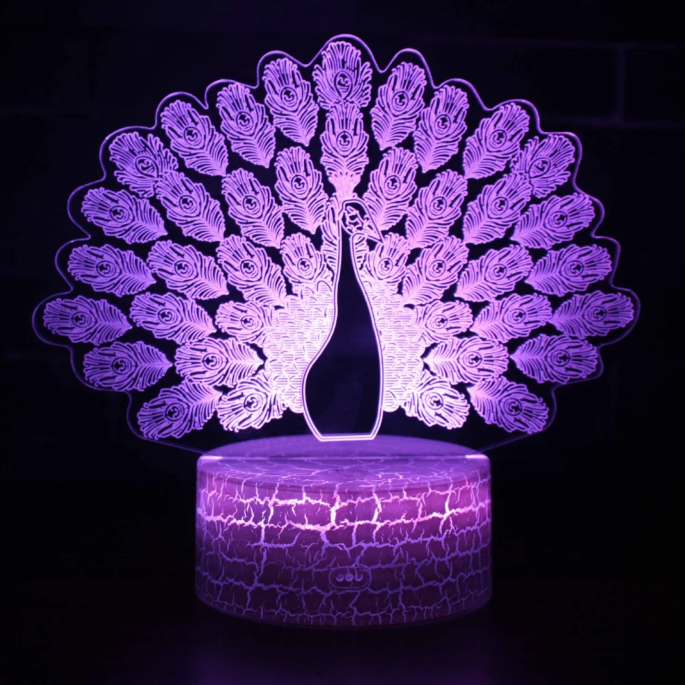 Nighdn Peacock Night Light para niños, decoración de dormitorio, lámpara de mesa USB táctil, luz nocturna Led para niños, regalos que cambian de