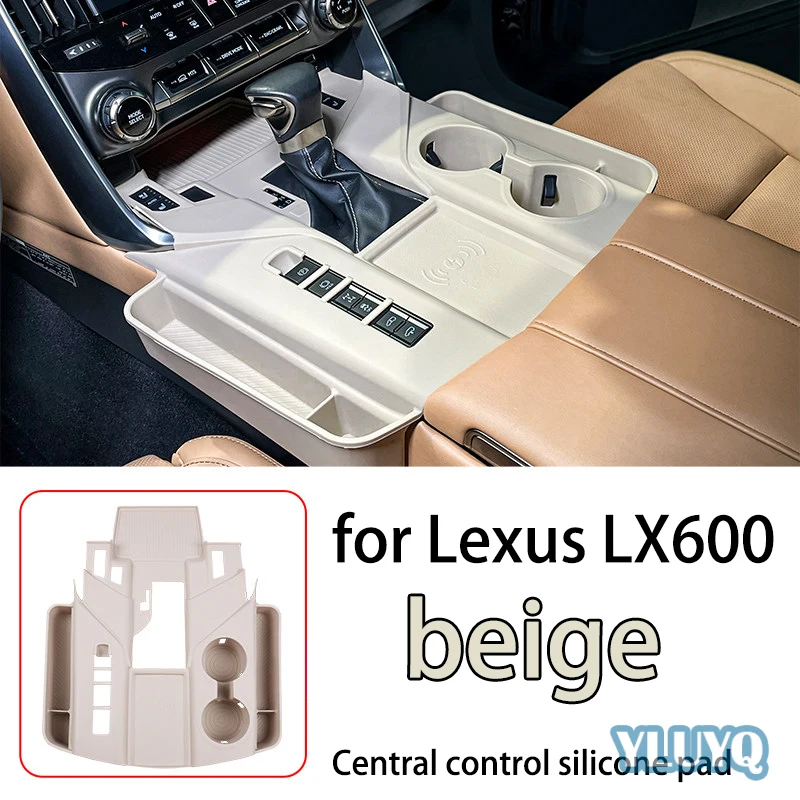 For Lexus LX600 Silicone Center Console Pad Wireless Charging Cup Holder Mat Anti-slip Car Interior Storage Interior Accessories
