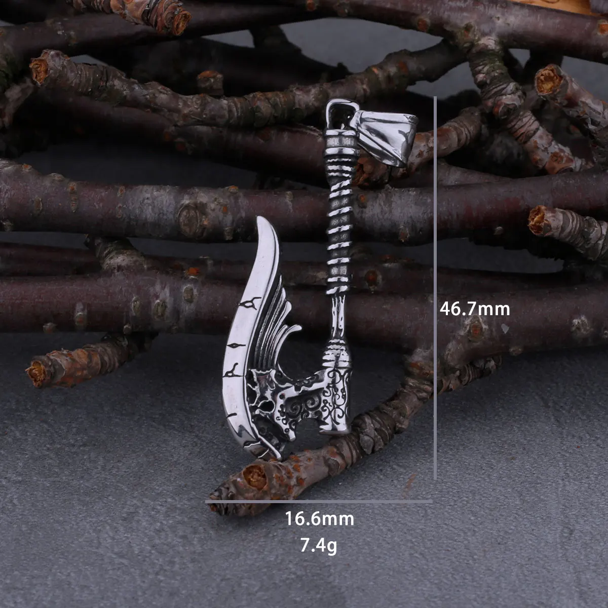 Nordic Vikings Axe Necklace Men's Stainless Steel Fashion Retro Hip Hop Biker Pendant Necklace Amulet Charm Male Jewelry Gift - view 4