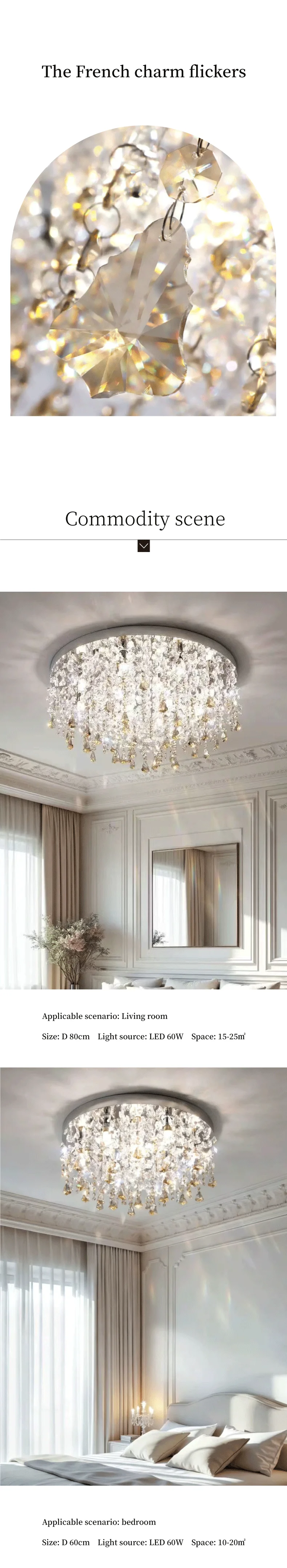 Steel Ceiling Lights LED Crystal Lamp Living Room Luminaires