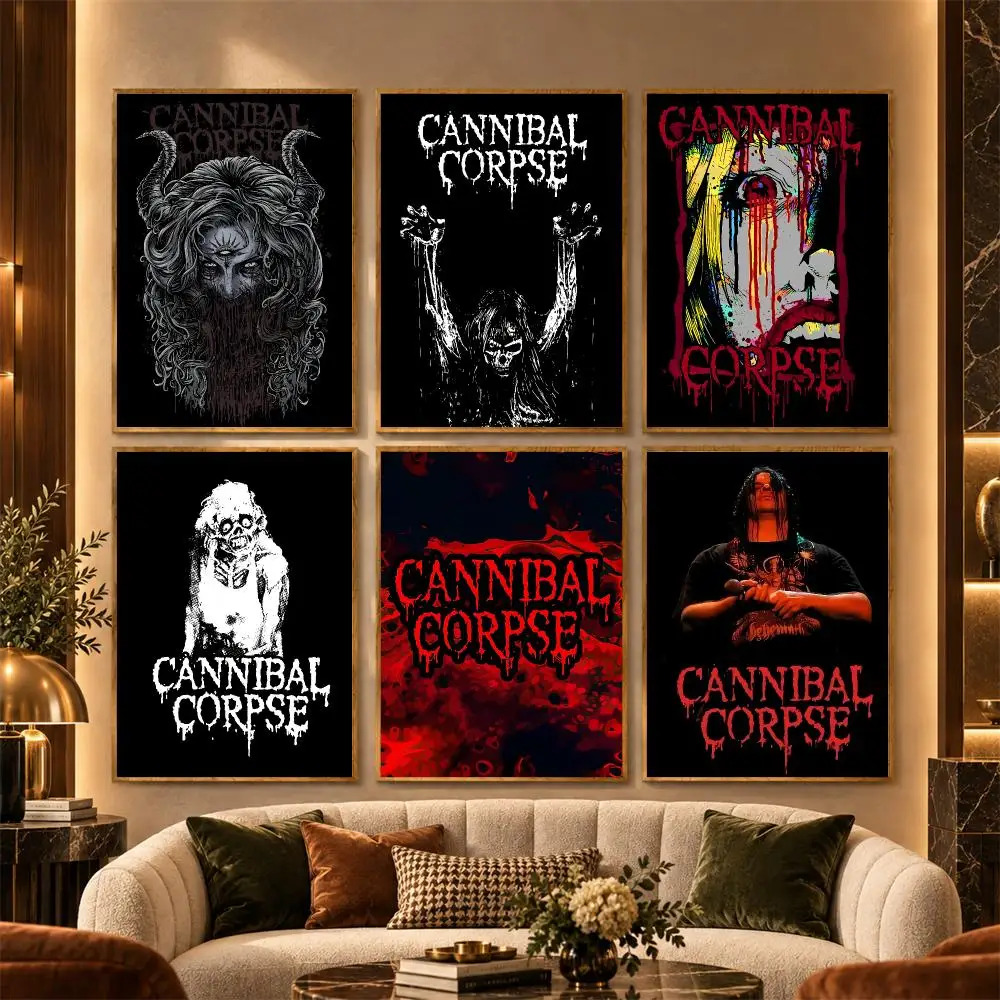 C-Cannibal Corpse Poster Stickers Painting Mural HD Wall Decals for Bedroom Living Room Home Self-Adhesive Decor Gift