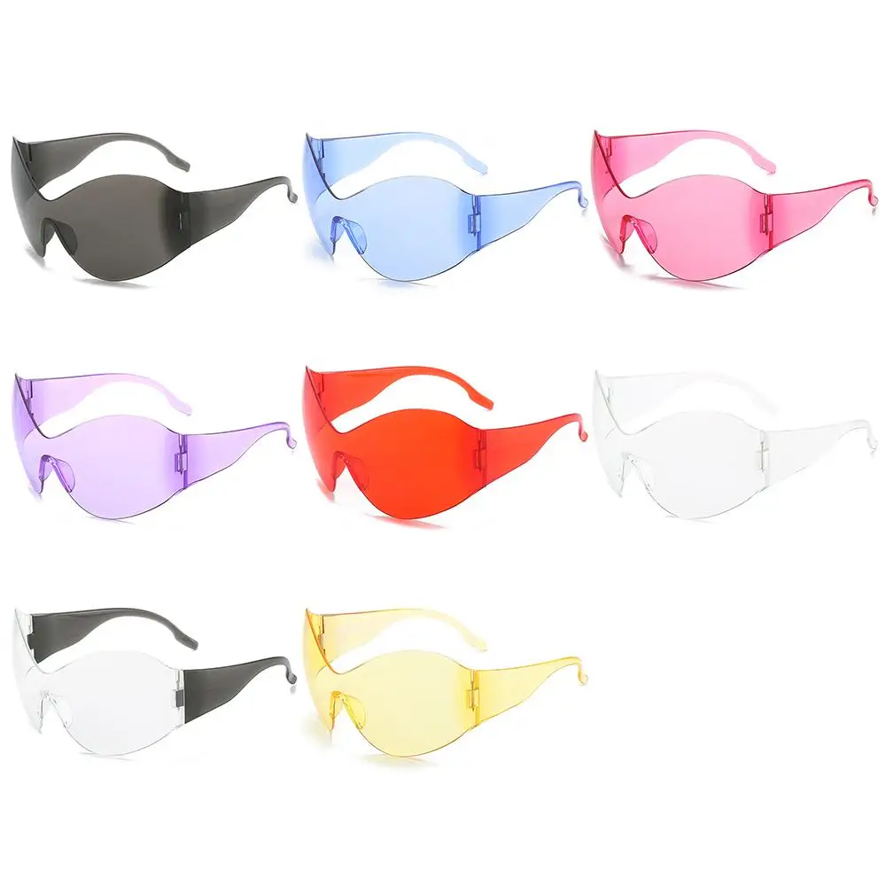 Oversized Futuristic Sunglasses for Women Men Rimless Y2K Sun Glasses Wrap Around Black Sun Glasses UV400 Protection Shades