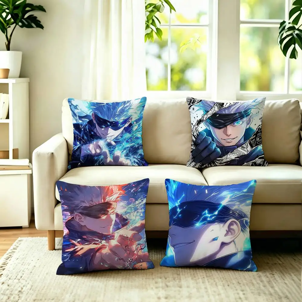 Hot Anime Character Satoru Gojoo Square Double-Sided printed Pillow Case Bedroom Bedside Pillow Sofa Cushion Cover