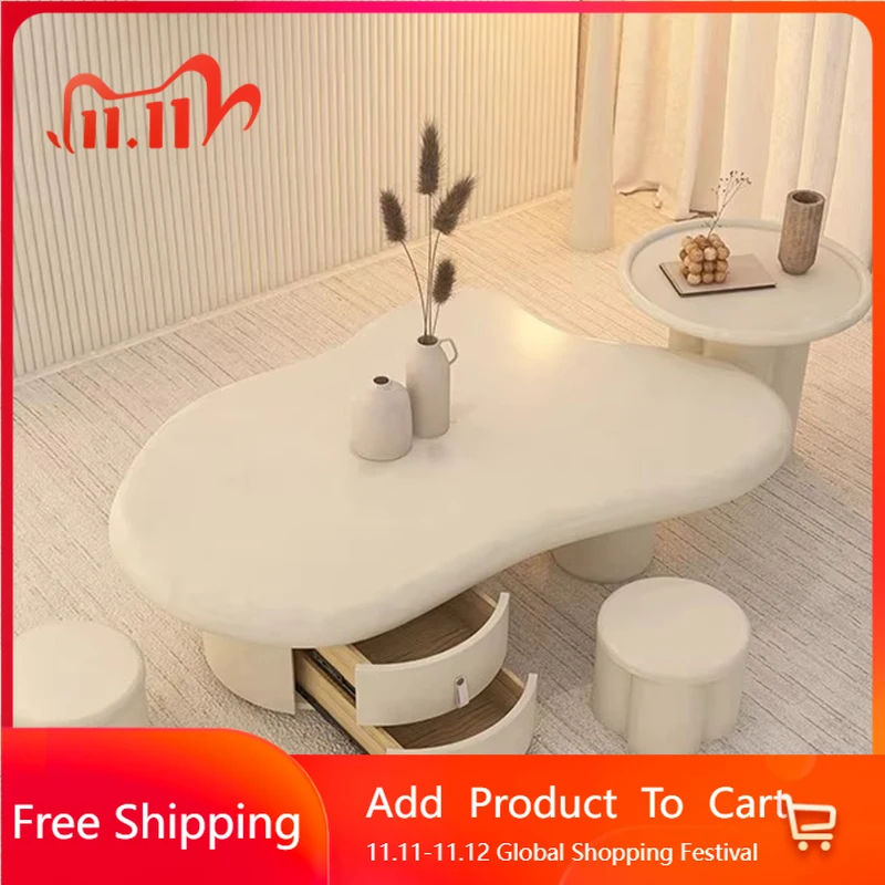 

White Cream Coffee Table Cloud Large Size Room Decor Professional Vintage Side Table Simple Meubles Chinese Style Furniture
